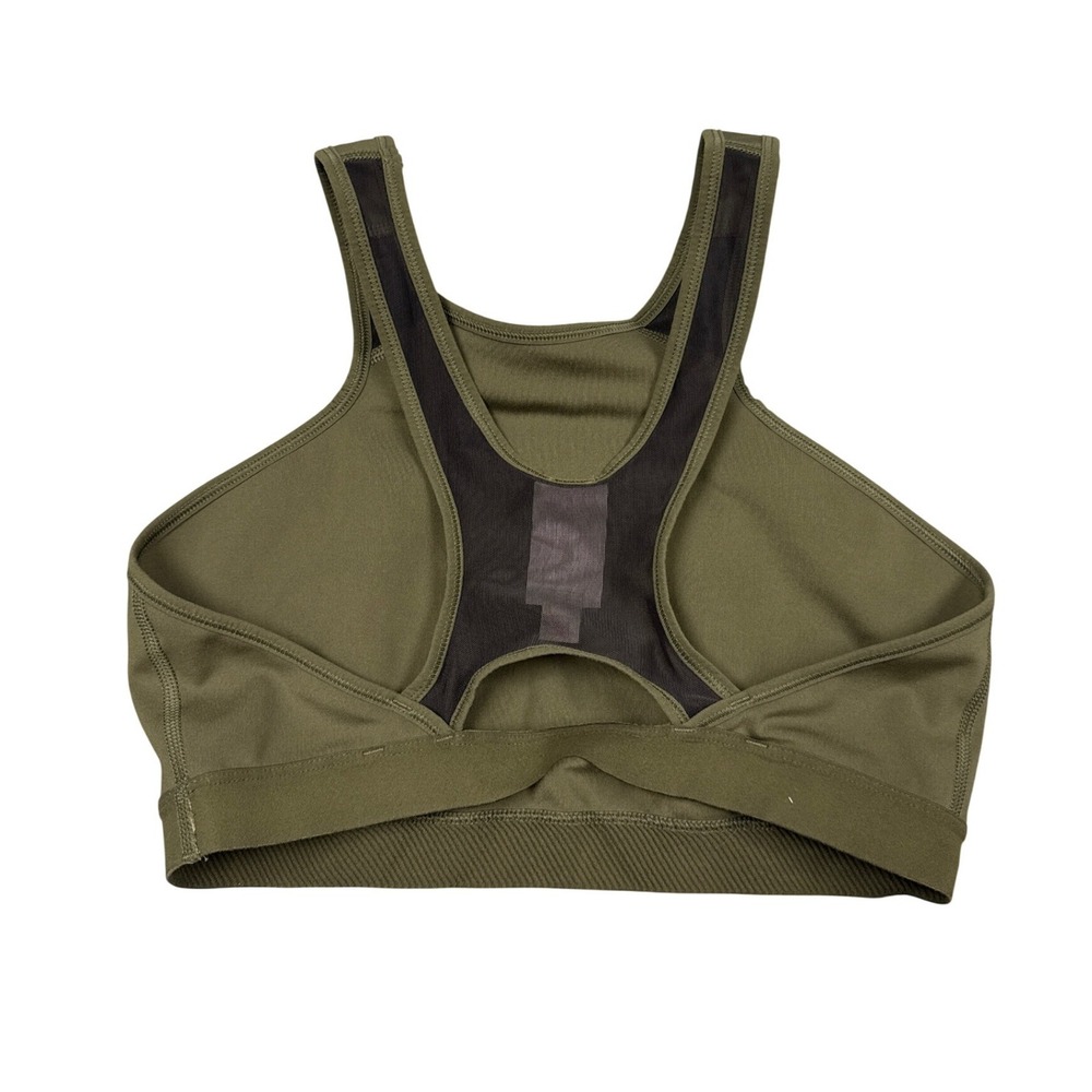 Puma x Goop Sports Bra Womens M Olive Green Racerback Mesh Activewear Athleisure - Picture 4 of 6